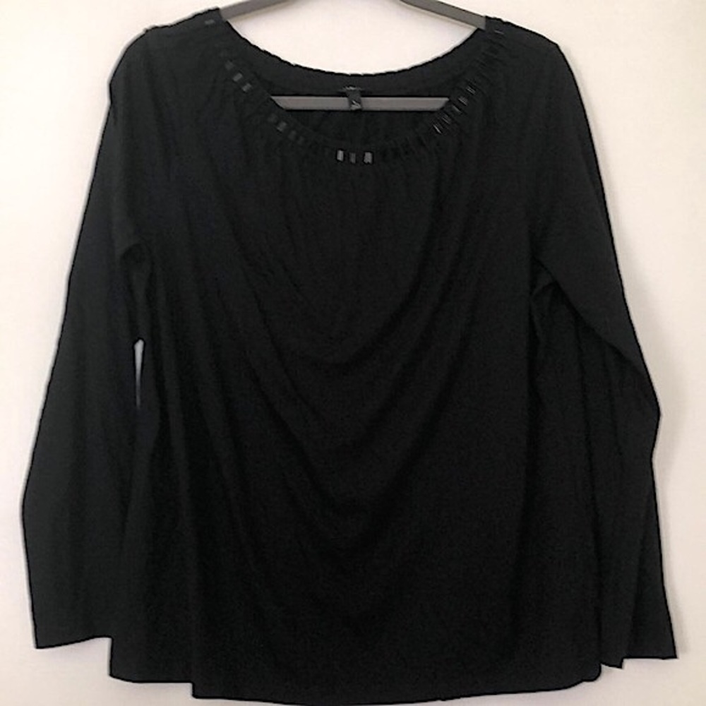 Talbots Embellished Black Top Sz L